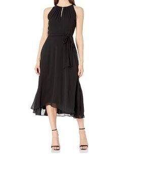 Tahari Sleeveless Chiffon Midi Dress